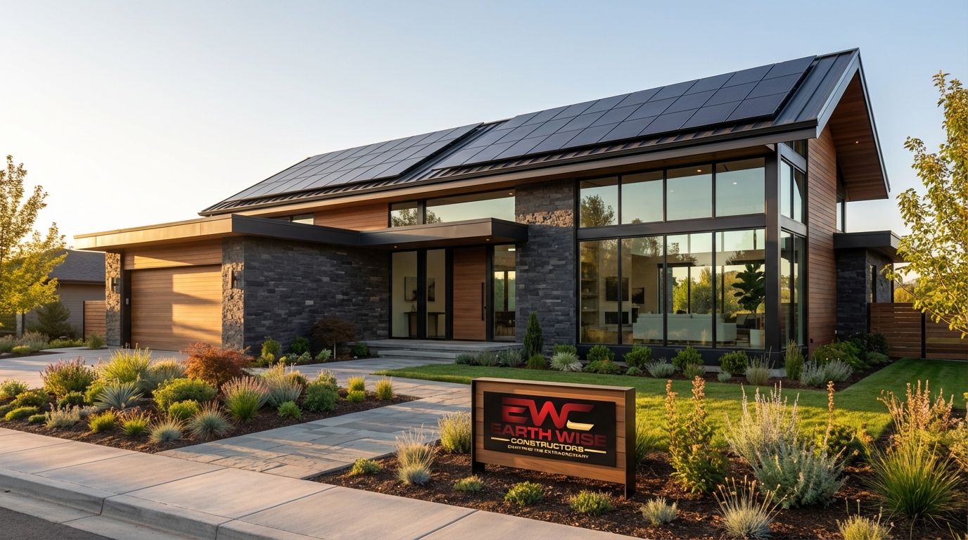 Modern eco-friendly home with energy efficient systems