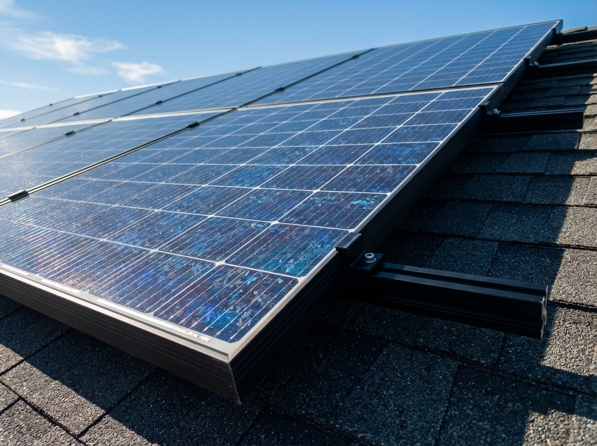 Solar panel installation on residential roof